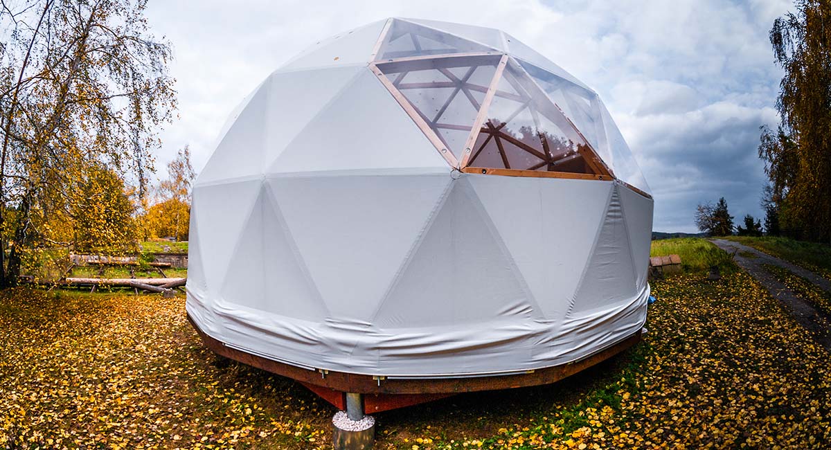 geodisc dome representing sustainable camping